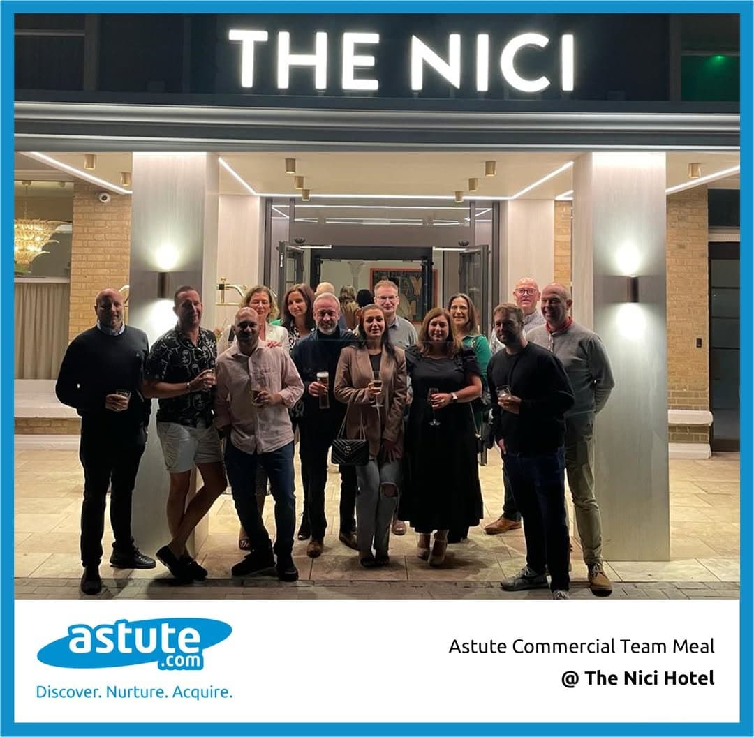 The Astute Commercial Team enjoying an evening out at The Nici hotel in Bournemouth